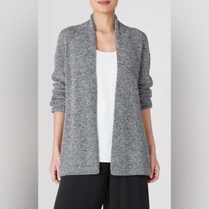Eileen Fisher silk cotton blend black/grey open front cardigan petite sm…